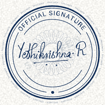 Authorised sign and seal of Yethikrishna R — display specimen